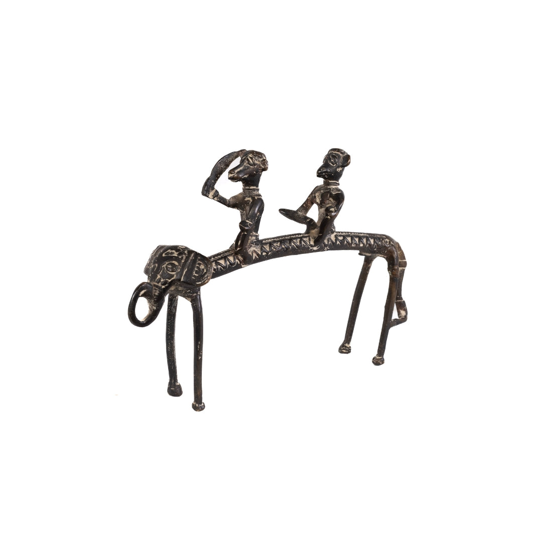 ELEFANTE BRONCE 2 JINETES