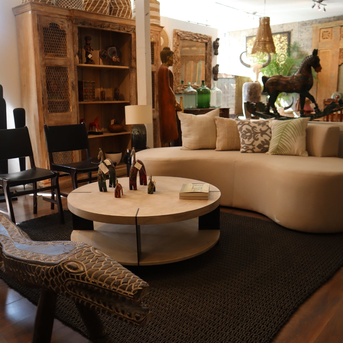 MESA DE MADERA REDONDA CON ACERO