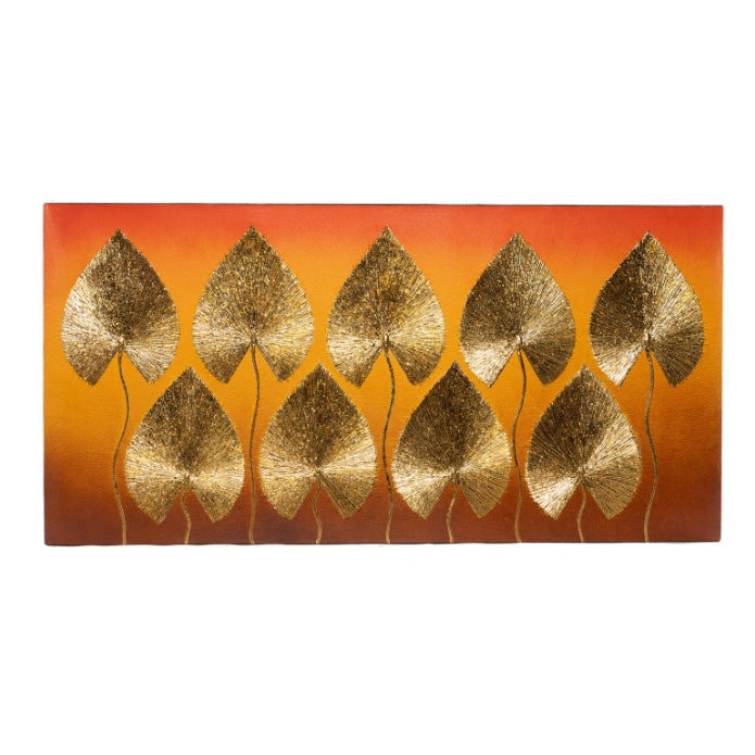 CUADRO HOJAS PICUDAS NARANJA