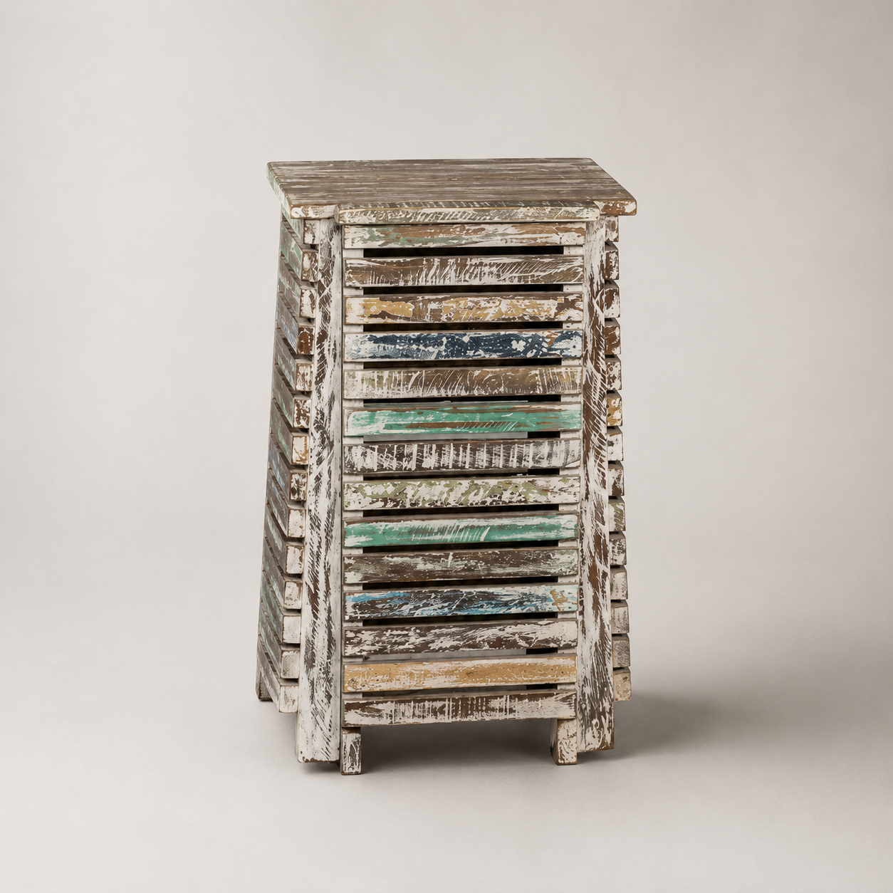 PEDESTAL LINEAS MADERA EN COLORES