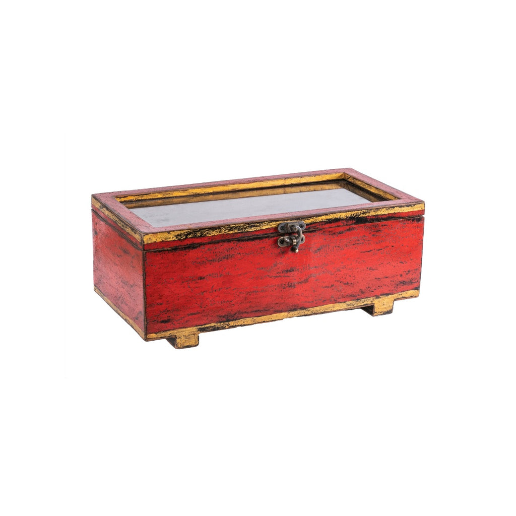 CAJA CON VIDRIO ROJA