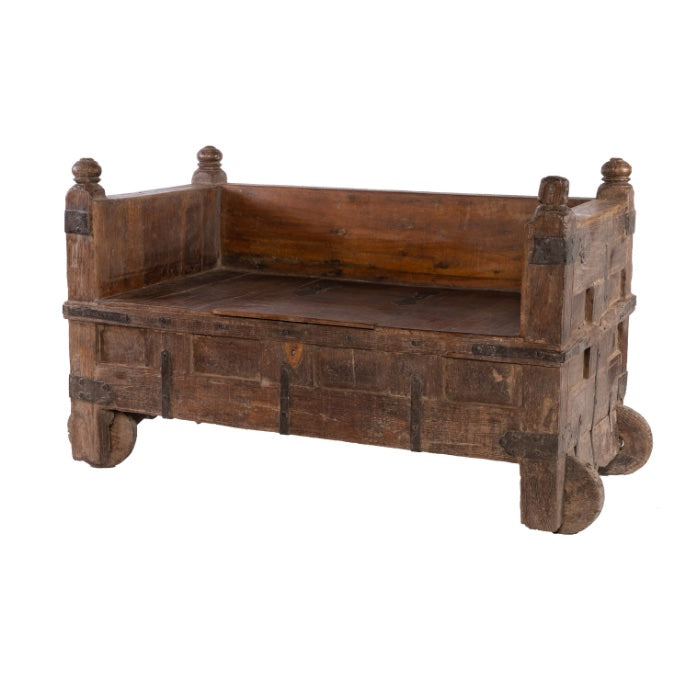 BANCA DE MADERA CON RUEDAS
