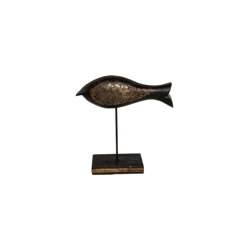 ESCULTURA PEZ NEGRO CON DORADO