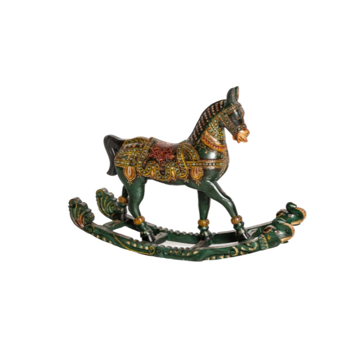 FIGURA CABALLO MECEDOR VERDE