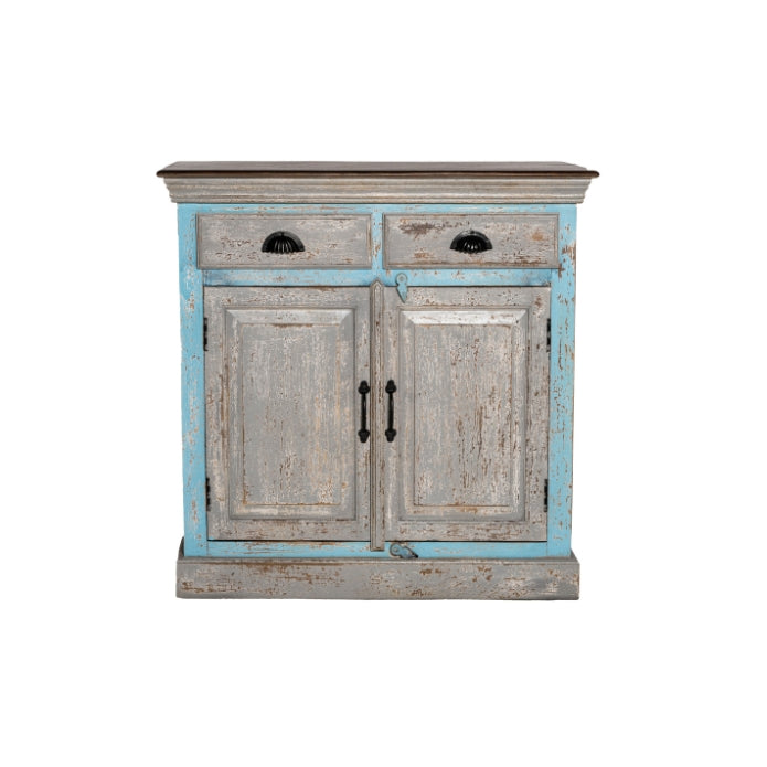COMODA PEQUEÑA GRIS CON AZUL