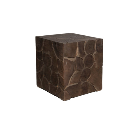 CUBO PEDACERA DE TECA COLOR OBSCURO