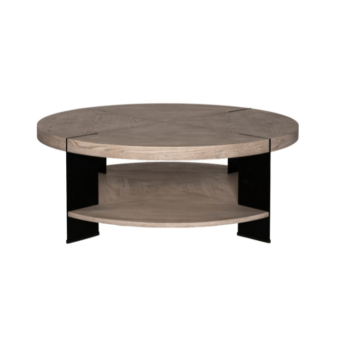 MESA DE MADERA REDONDA CON ACERO